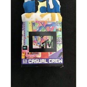 Bioworld MTV Music Television 6 Pair of Casual CREW SOCKS Size 8-12  NEW